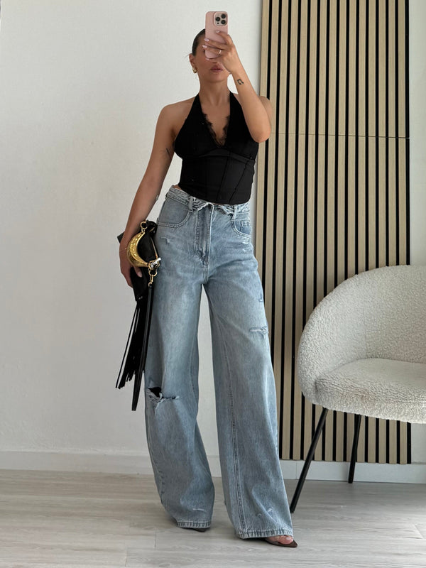 Jeans con risvolto