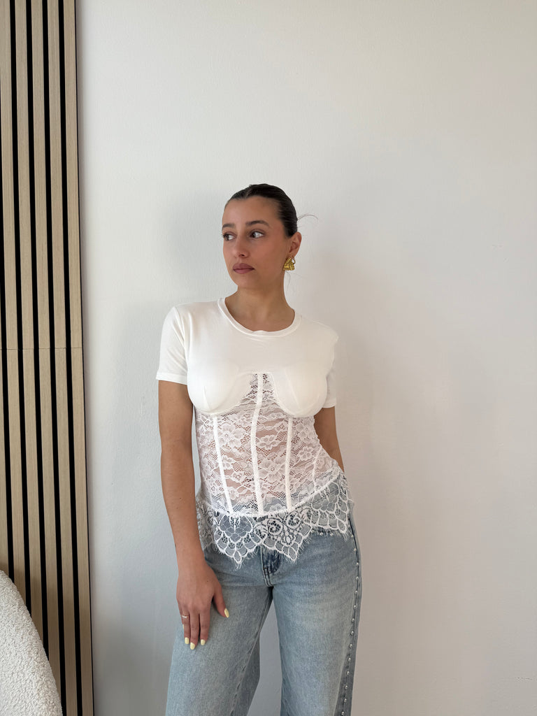 T-shirt corpetto stringhe sul retro