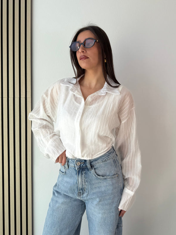 Camicia righe Body bianca