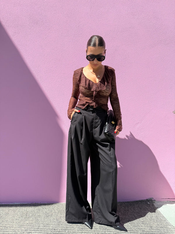 Pantalone palazzo tasche sul retro