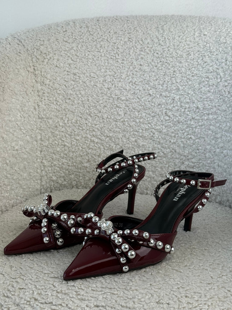 Slingback bordeaux borchie fiocco