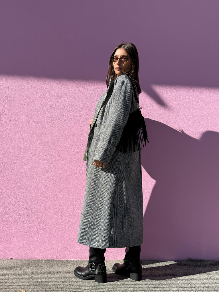 Cappotto lungo spigato