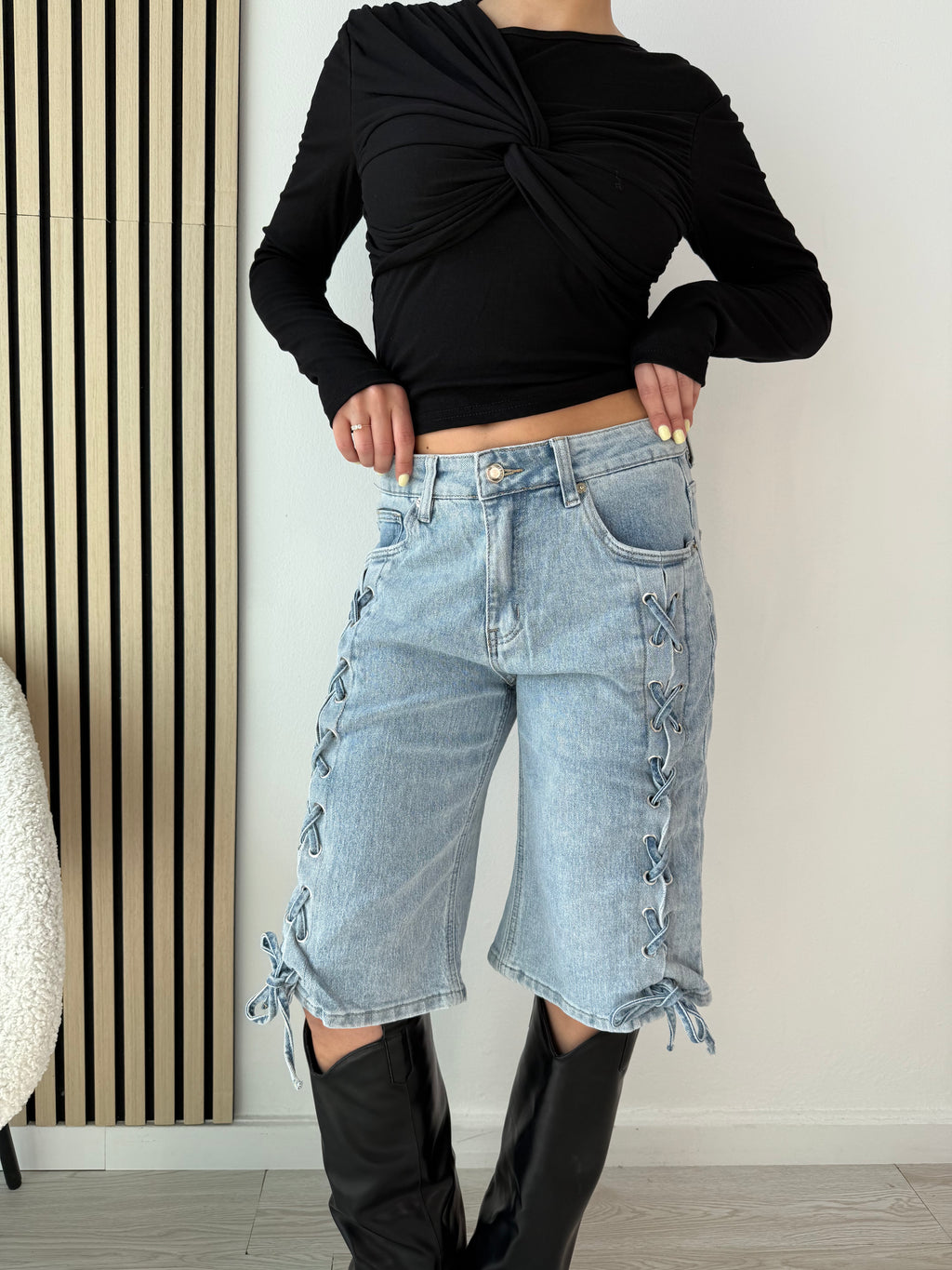 Bermuda di jeans lace