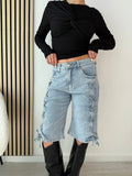 Bermuda di jeans lace