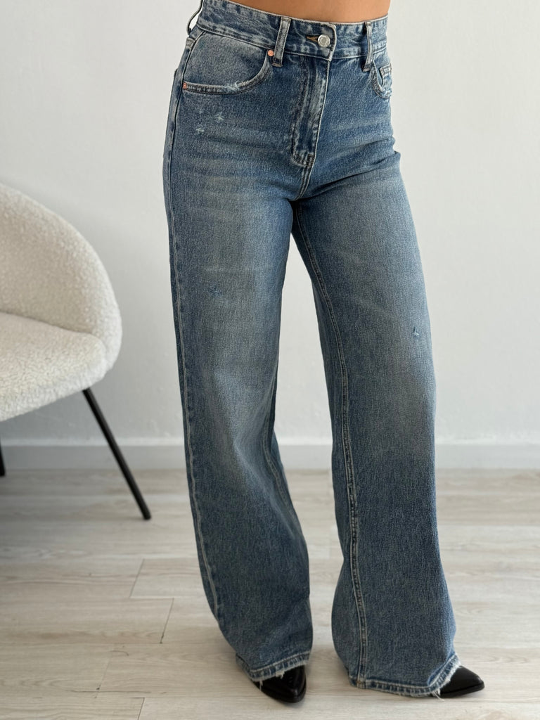 Jeans a palazzo blu scuro