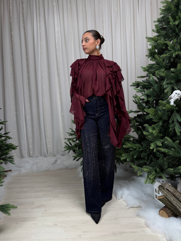 Jeans strass a palazzo