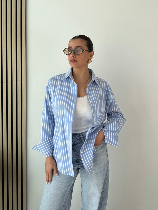Camcia a righe CELESTE