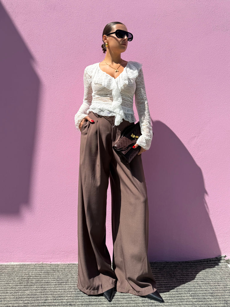 Pantalone palazzo tasche sul retro