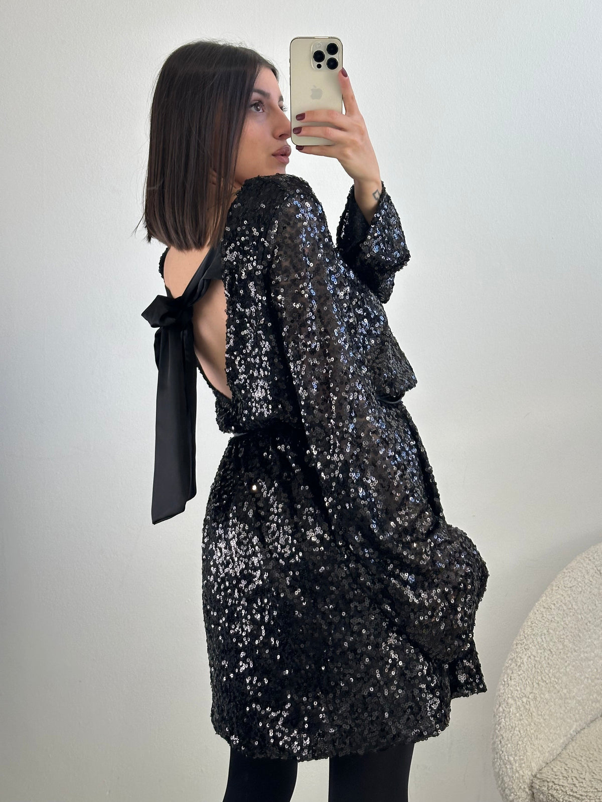 Abito fiocco paillettes ampio