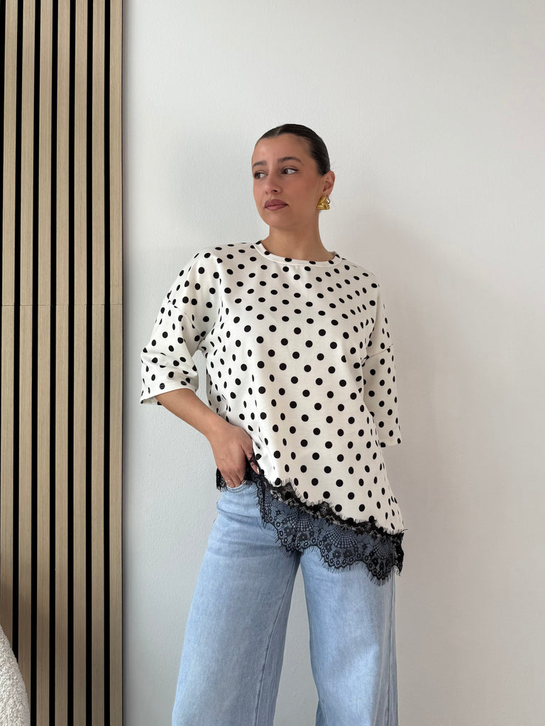 T-shirt pizzo Pois