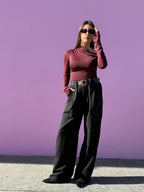 Pantalone palazzo con cinture