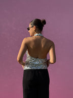 Top paillettes schiena scoperta