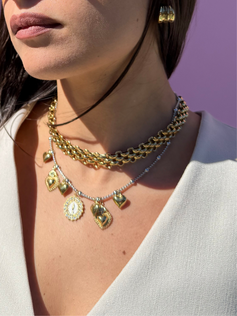 Collana cuoricini campanelli