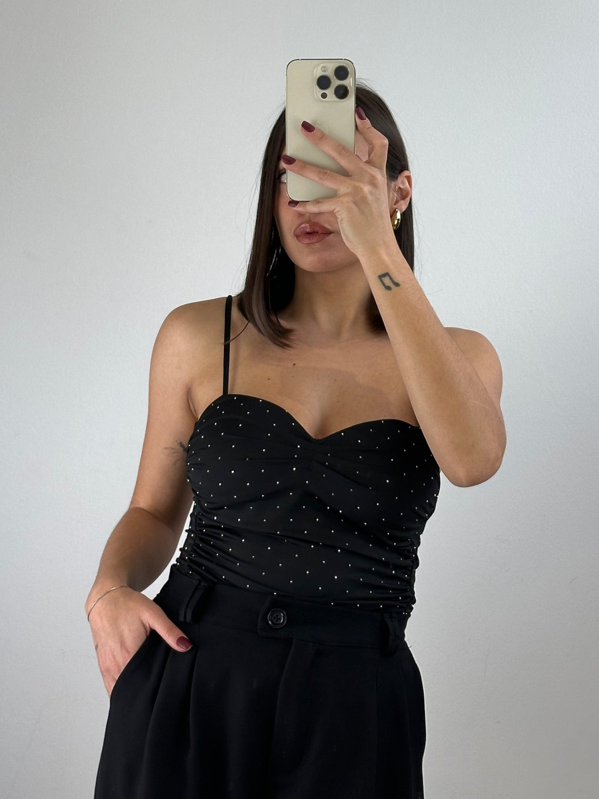 Body scollo a cuore strass