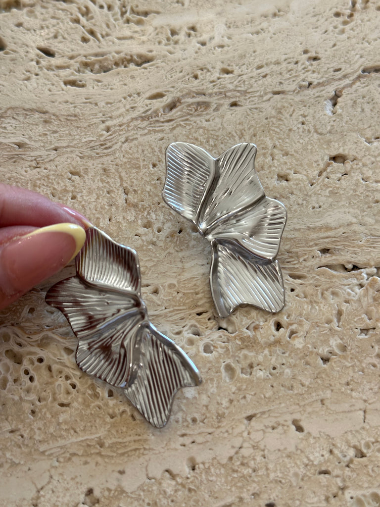 Orecchini FLOWER mezza luna Silver