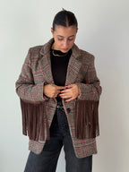 Blazer in panno con Frange bordeaux
