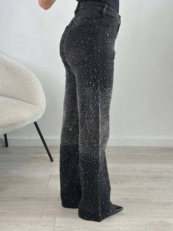 Jeans strass nero