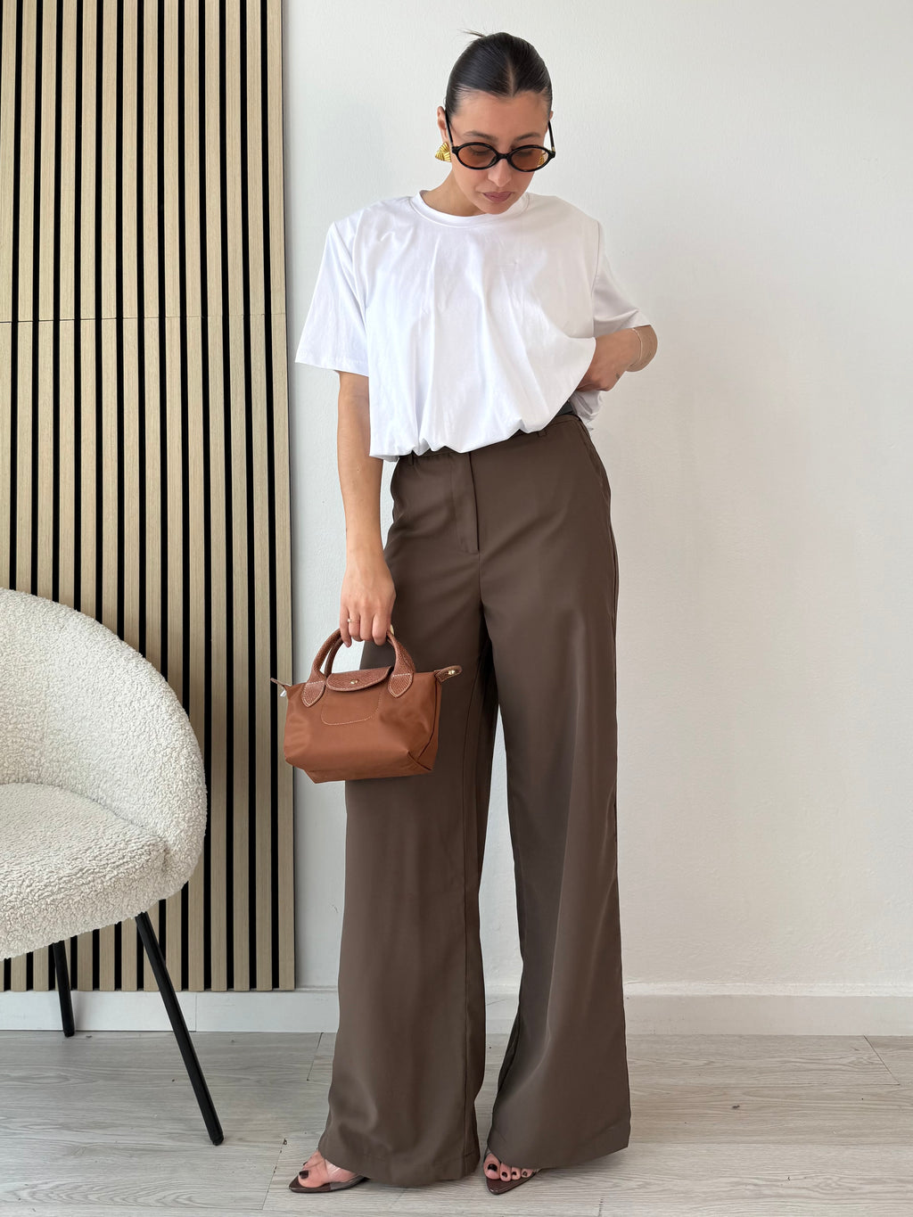 Pantaloni palazzo con cintura