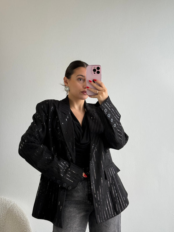 Blazer doppio petto over paillettes
