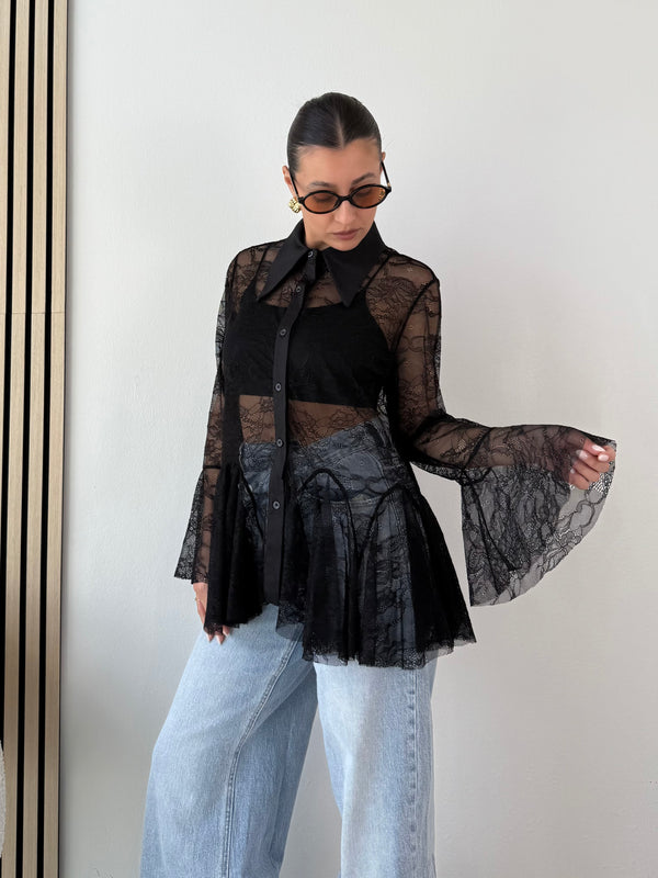 Camicia pizzo trasparente TREND