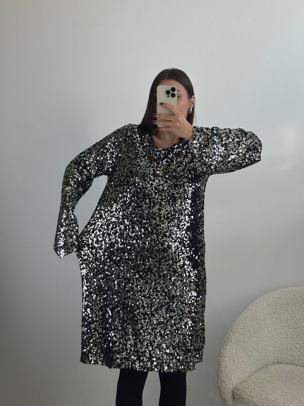 Abito fiocco paillettes ampio