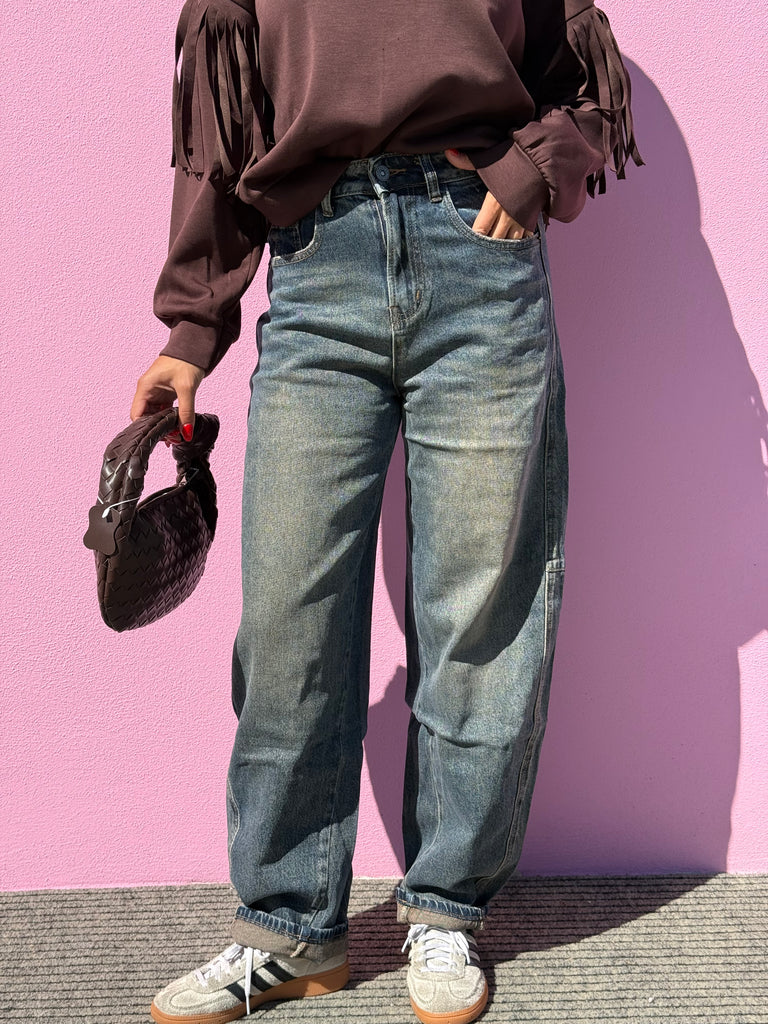 Jeans balloon sabbiato