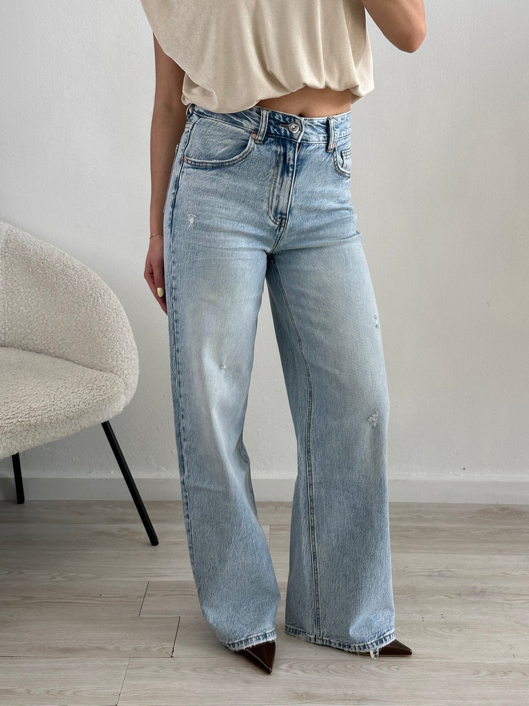 Jeans palazzo blu chiaro