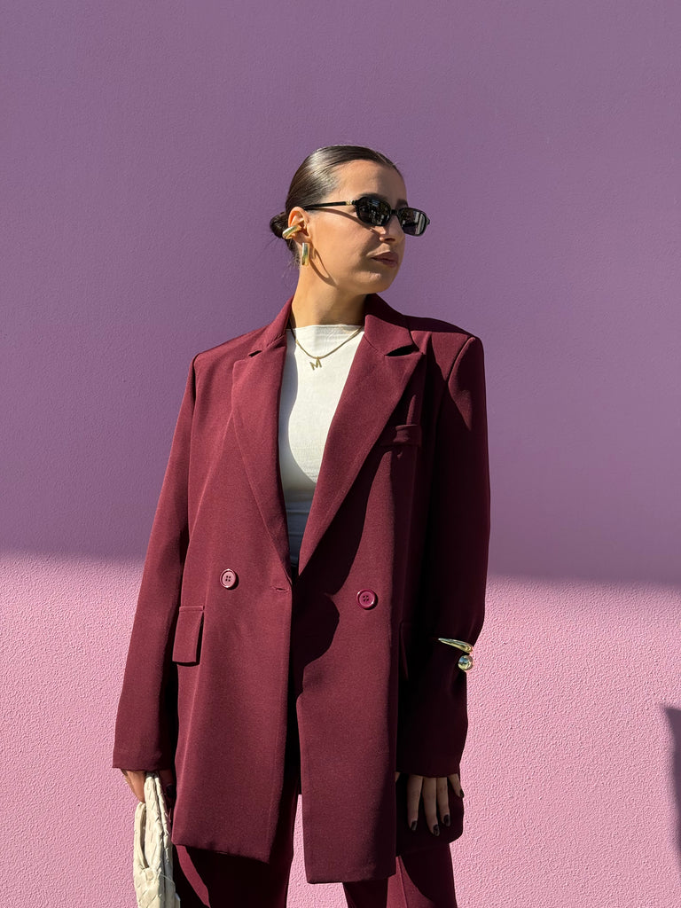 Blazer doppio petto over bordeaux