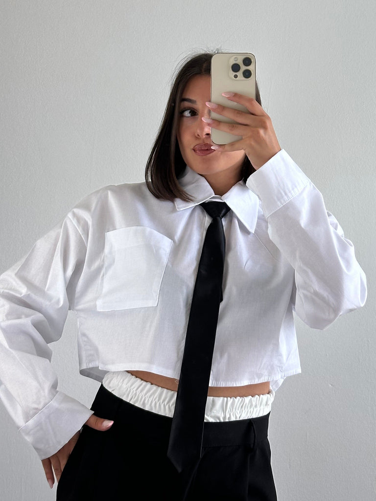 Camicia crop bianca