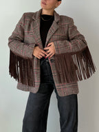 Blazer in panno con Frange bordeaux