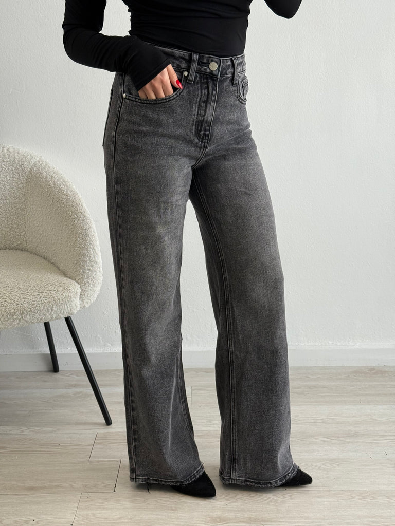 Jeans a palazzo grigio