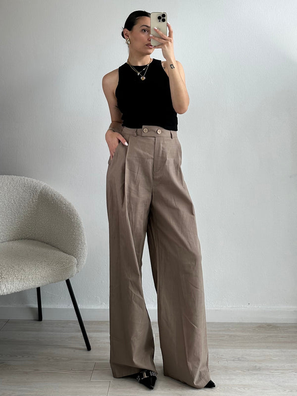 Pantalone tortora in Lino