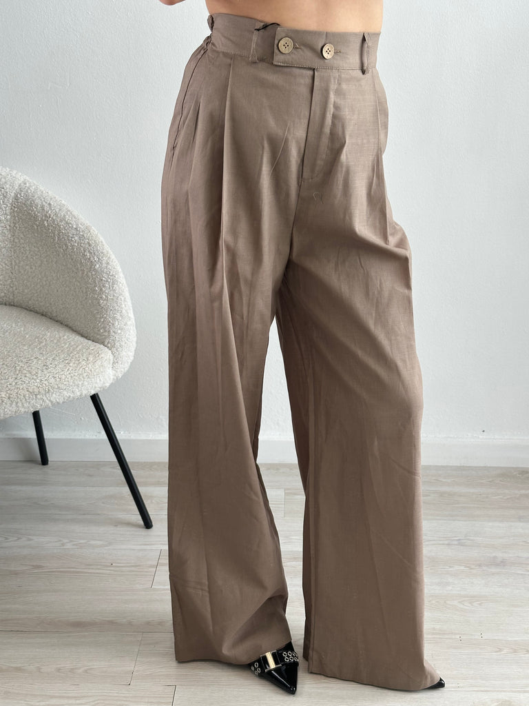 Pantalone tortora in Lino