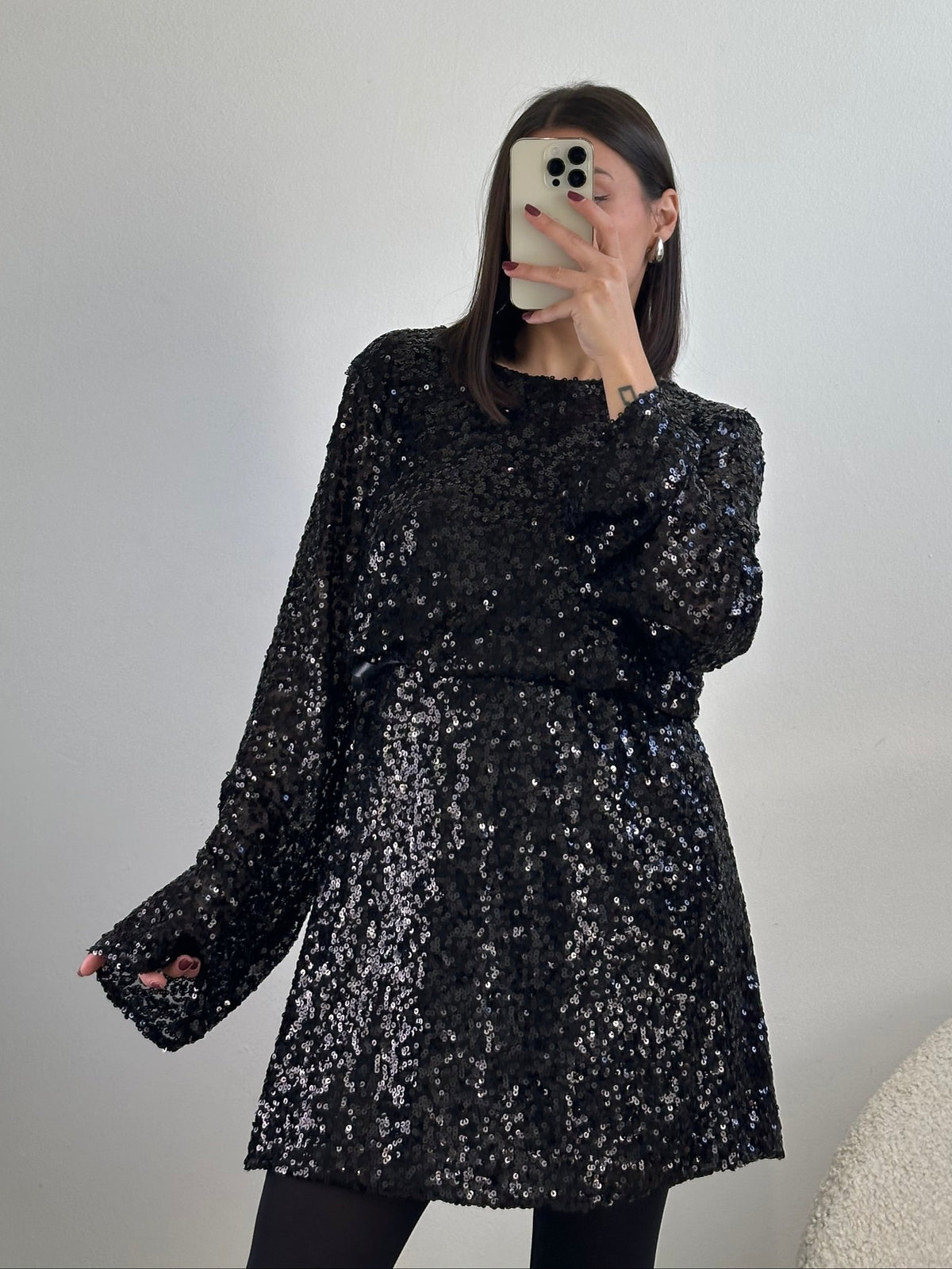 Abito fiocco paillettes ampio