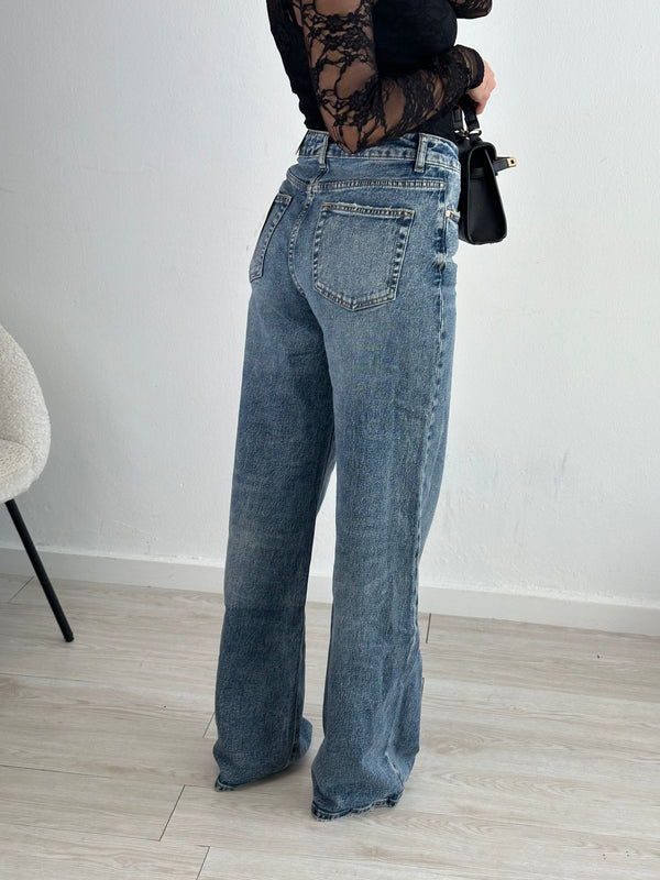 Jeans palazzo Acid Wash