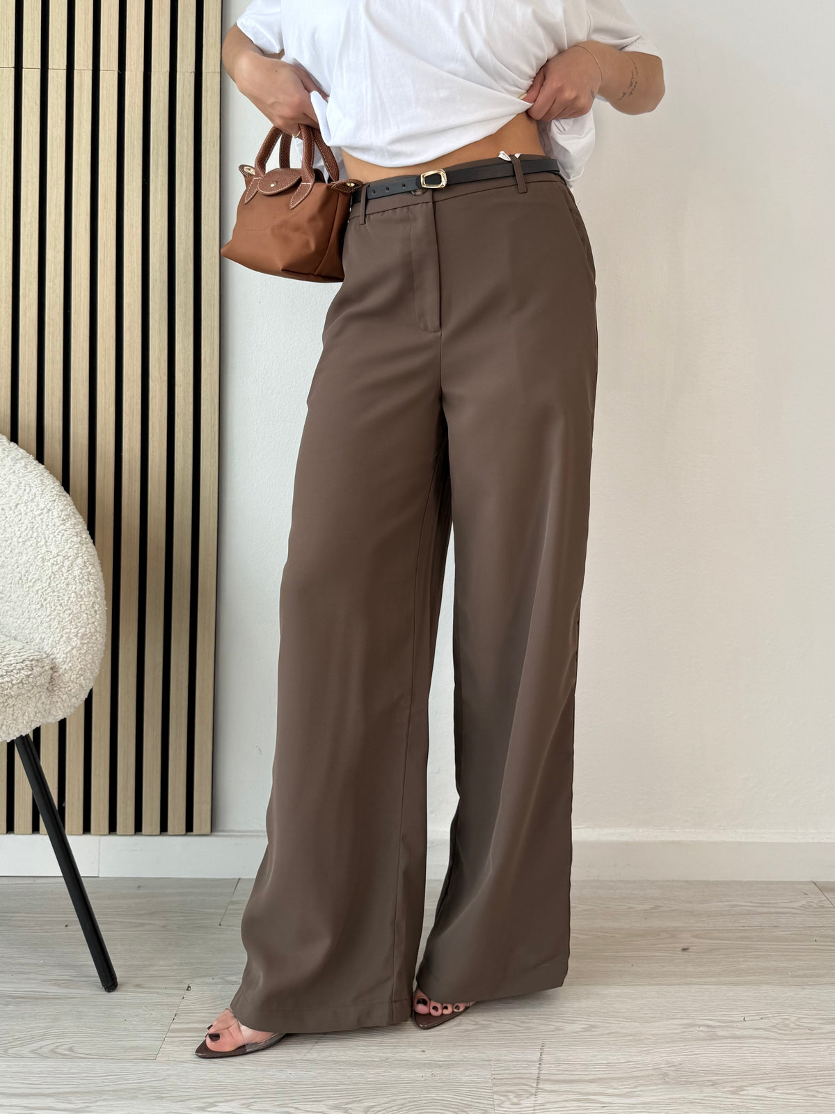 Pantaloni palazzo con cintura