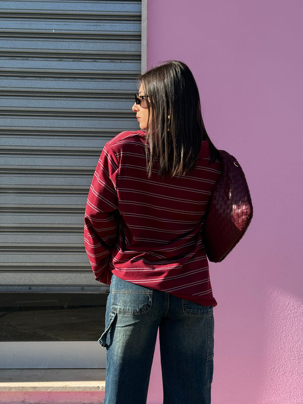 Polo a righe spalline