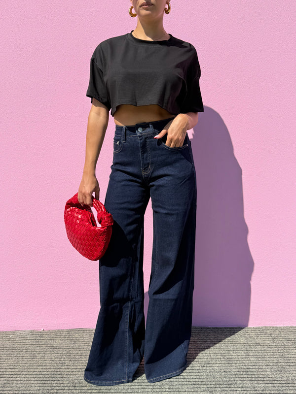Jeans a palazzo lavaggio 0