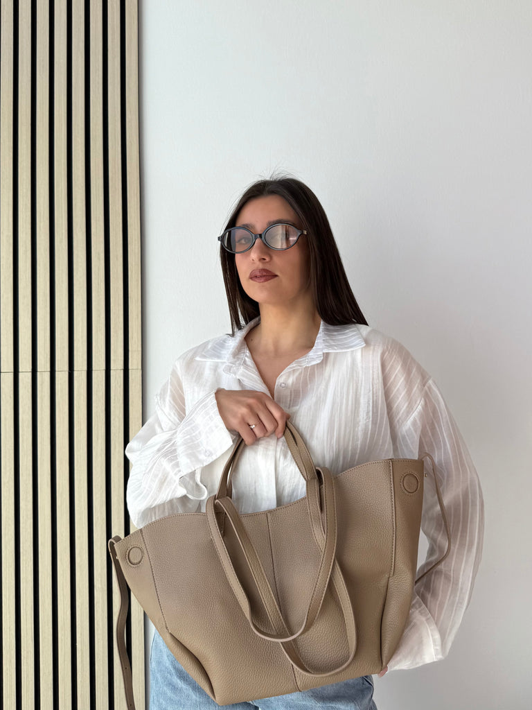 Borsa V Shape tortora