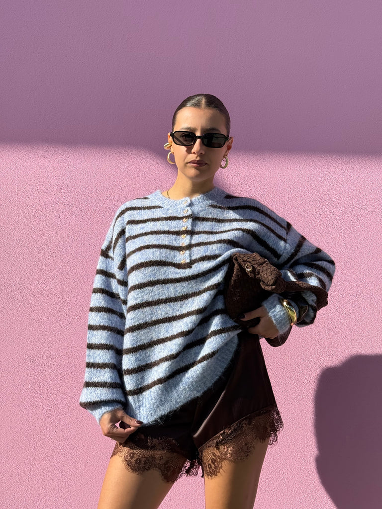 Maglione a righe misto lana