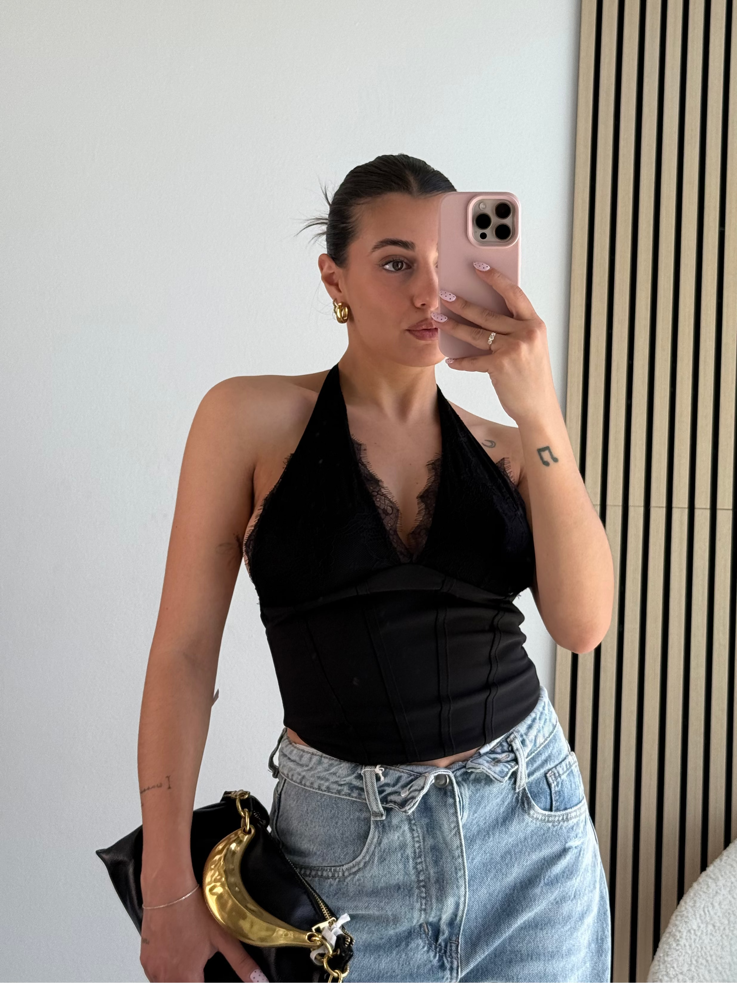 Top pizzo corpetto con stringhe
