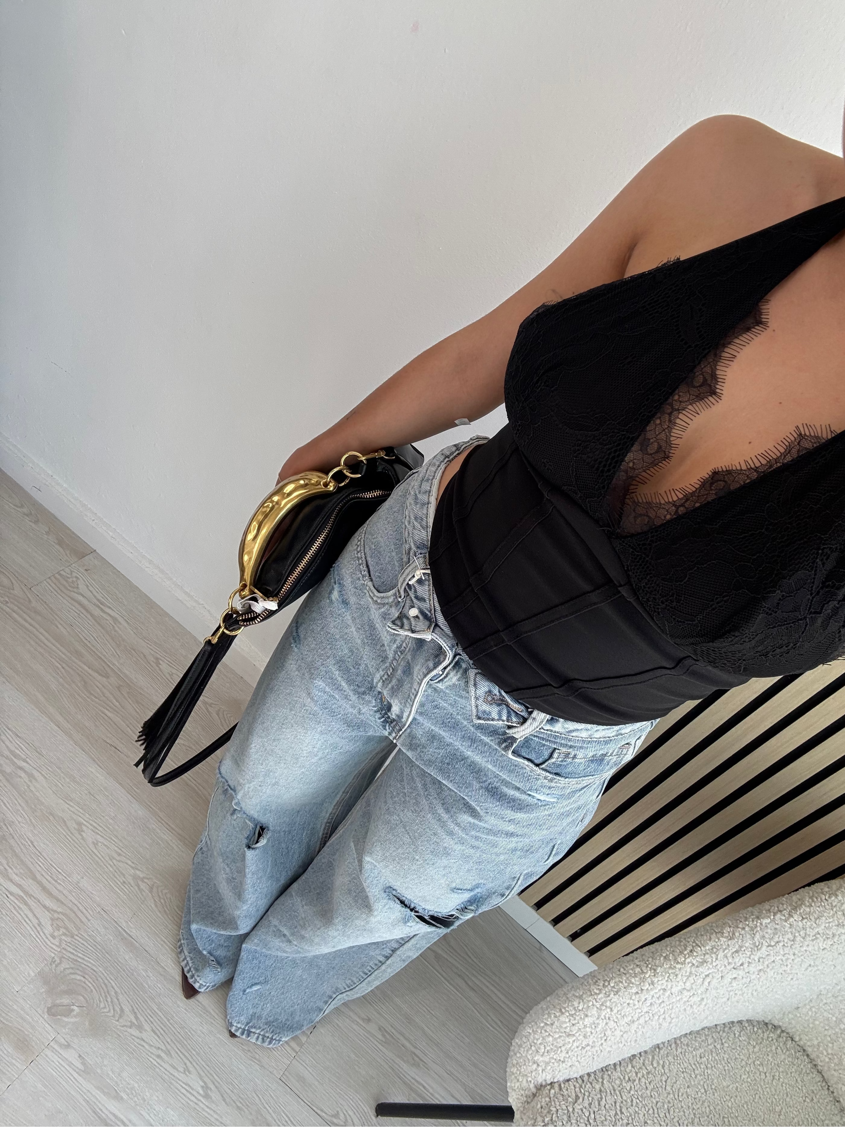 Top pizzo corpetto con stringhe
