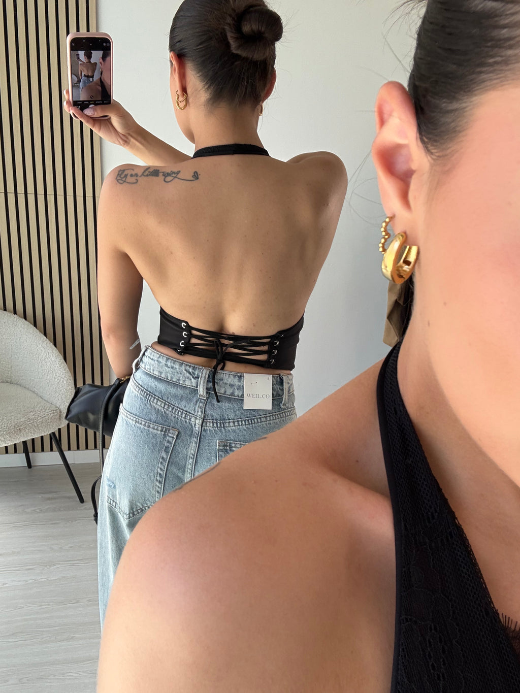 Top pizzo corpetto con stringhe