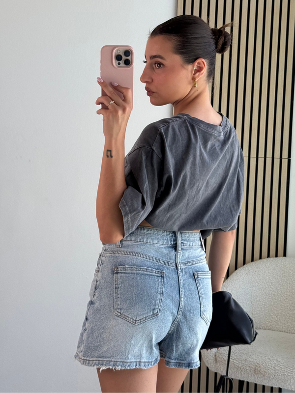 T-shirt cropped grigia