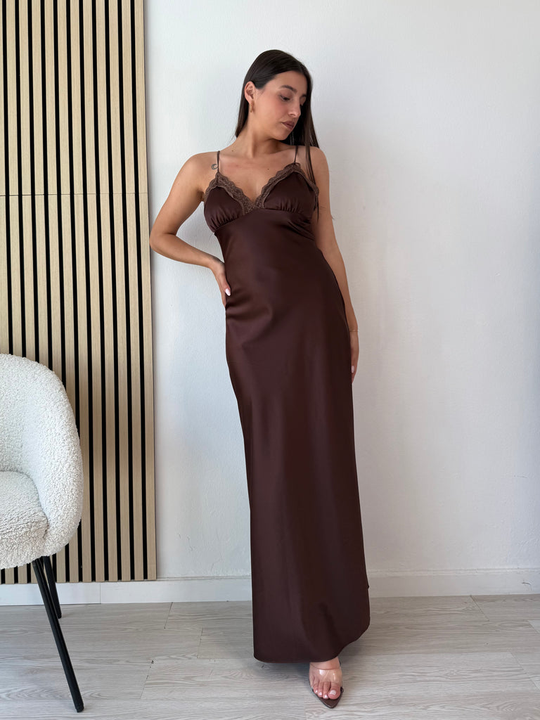 Abito lungo in Satin