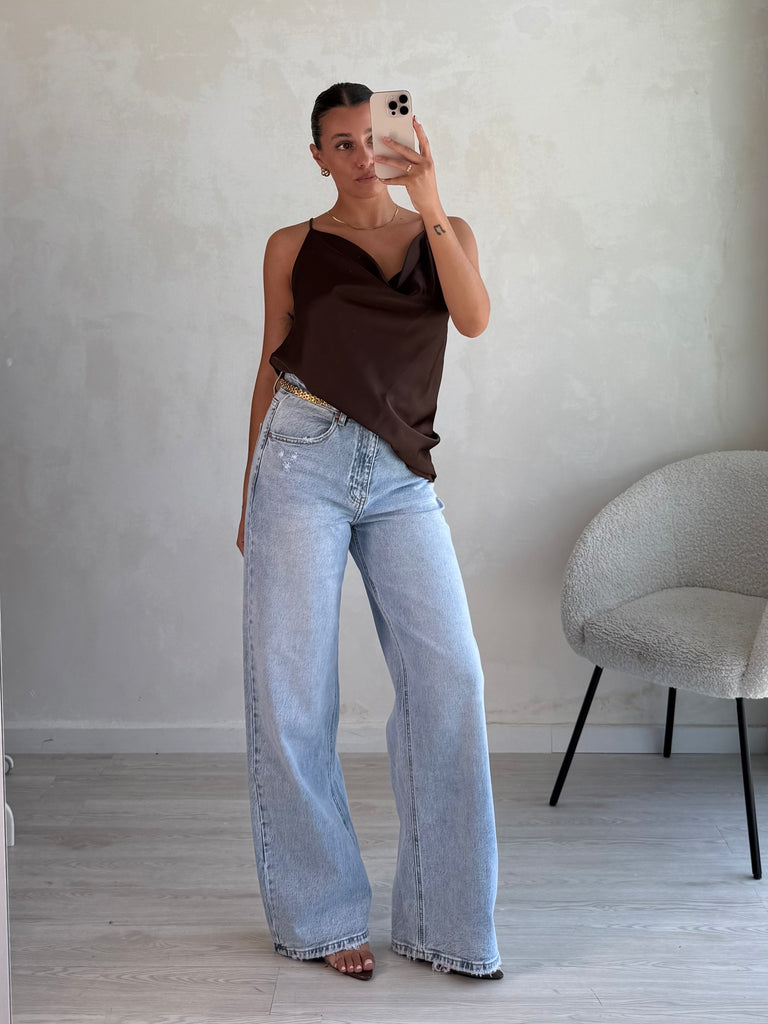 Jeans palazzo blu chiaro