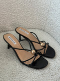 Sandalo minimal gold nero