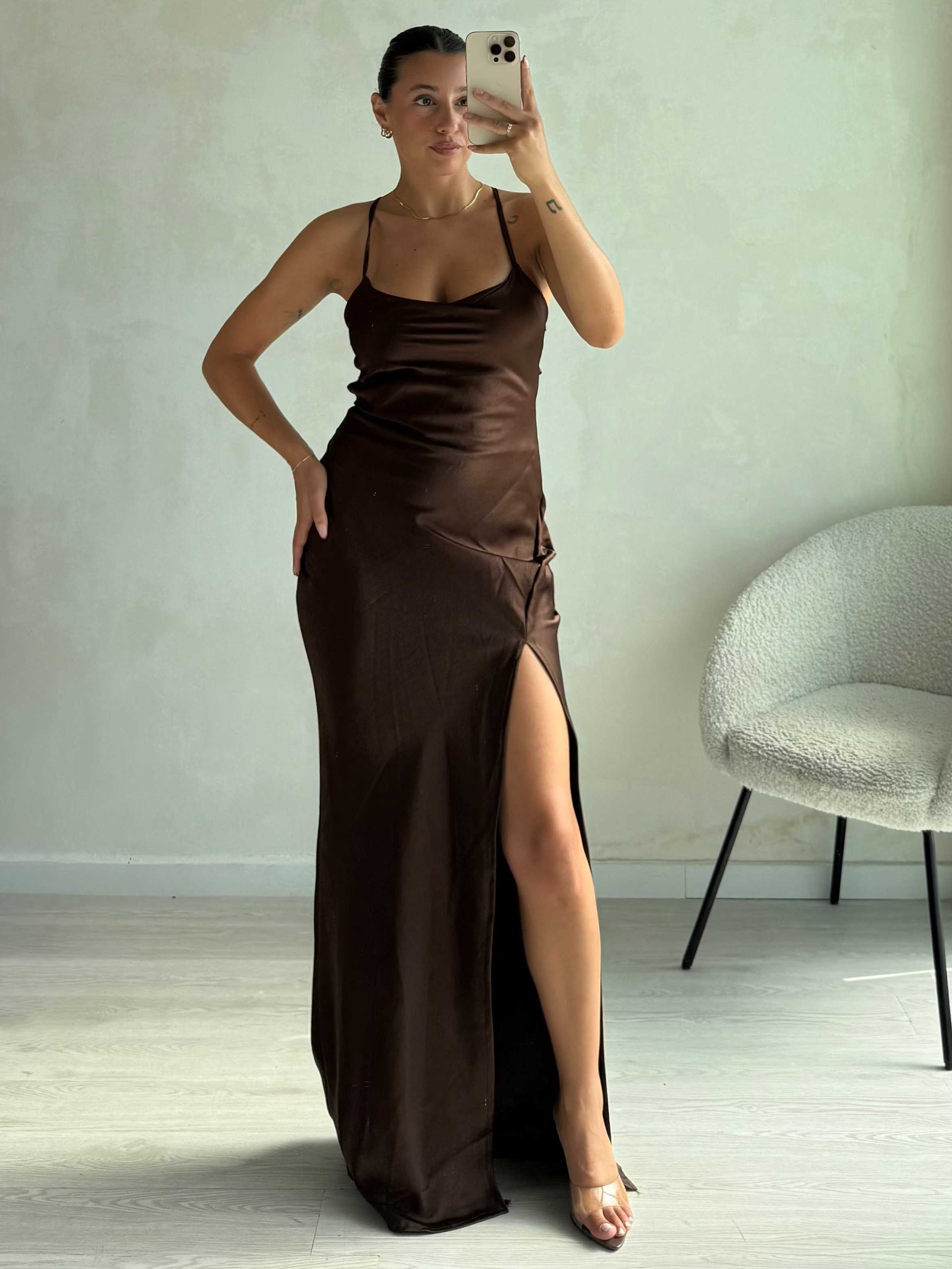 Abito SATIN schiena scoperta
