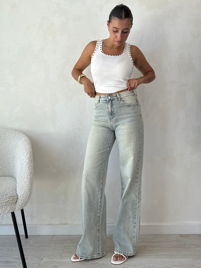 Jeans palazzo chiaro