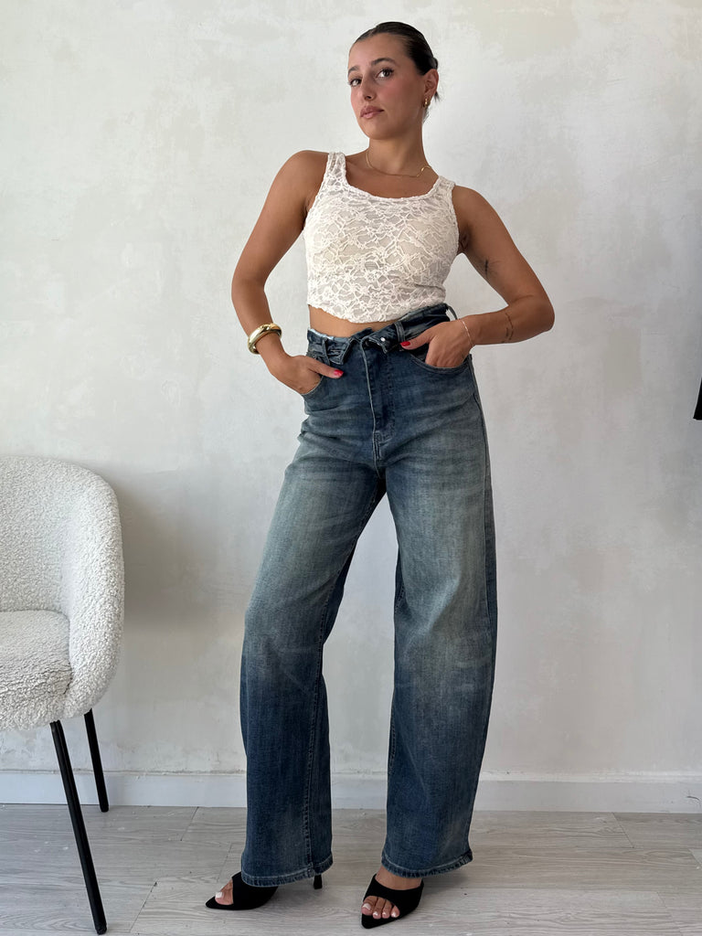 Jeans con risvolto blu scuro (veste grande)